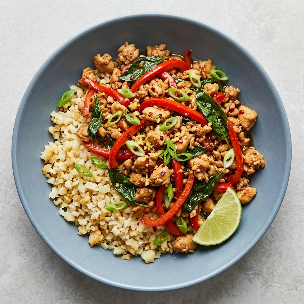 Paleo Thai Basil Chicken Teriyaki with Cauliflower Rice
