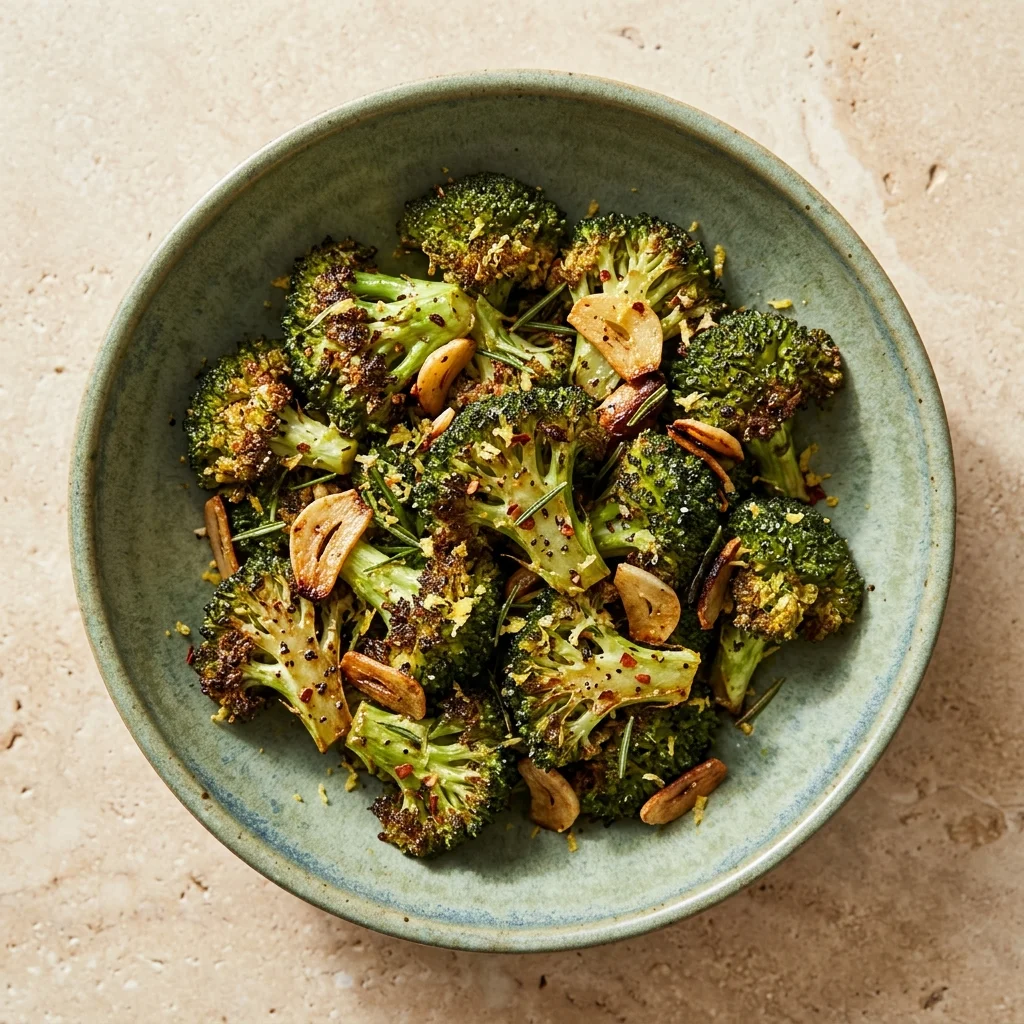 Paleo Crispy Rosemary Lemon Garlic Broccoli