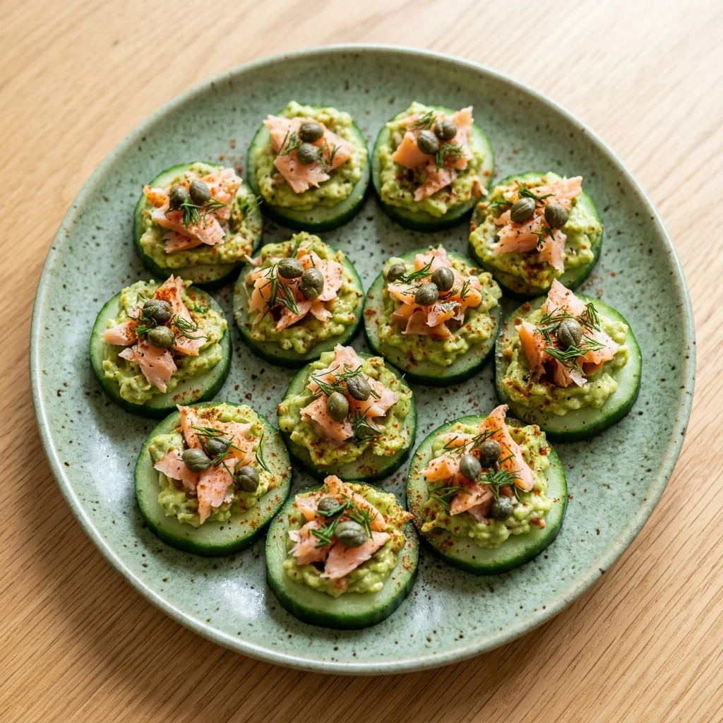 Paleo Smoky Paprika Smoked Salmon Cucumber Rounds