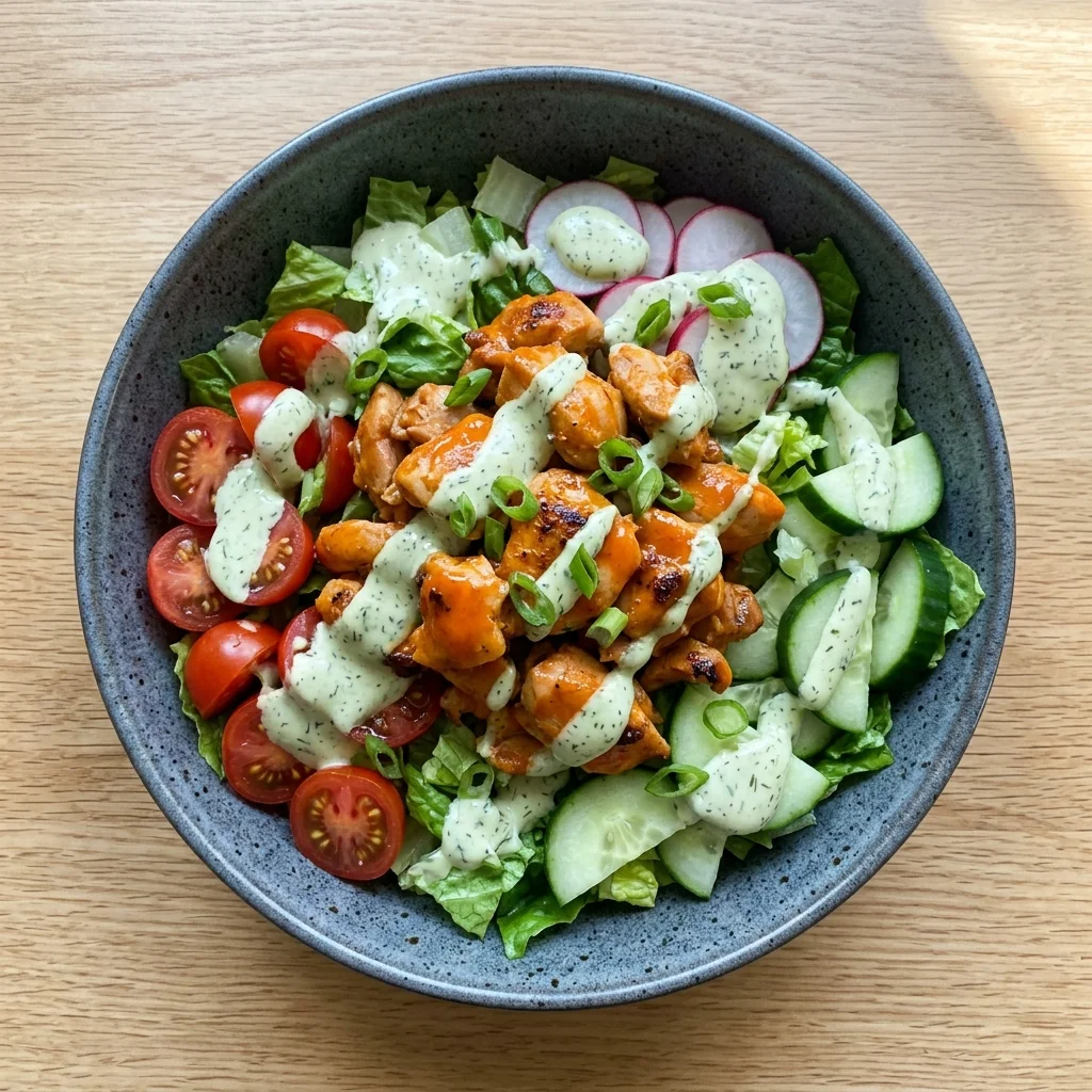 Whole30 Buffalo Chicken Salad Bowls with Avocado Ranch