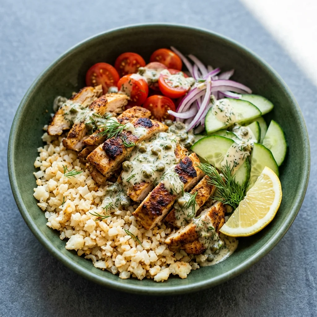 Whole30 Caper-Dill Chicken Shawarma Bowls