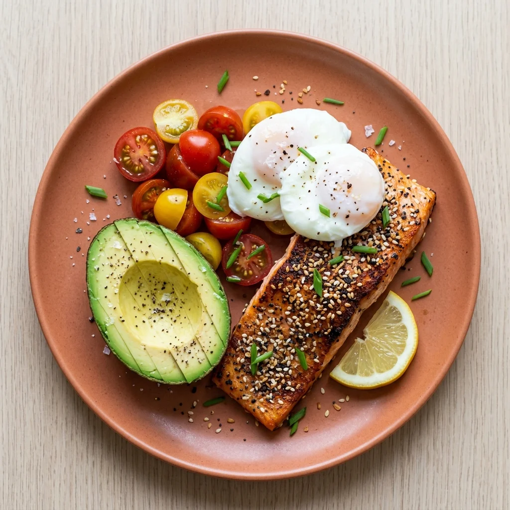 Whole30 Everything-Seasoned Salmon Avocado Breakfast Plate