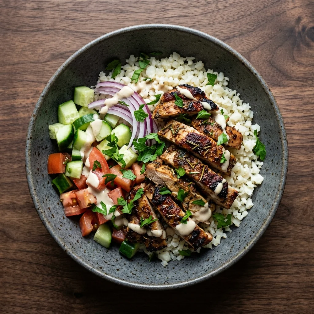 Whole30 Garlic-Rosemary Chicken Shawarma Bowls