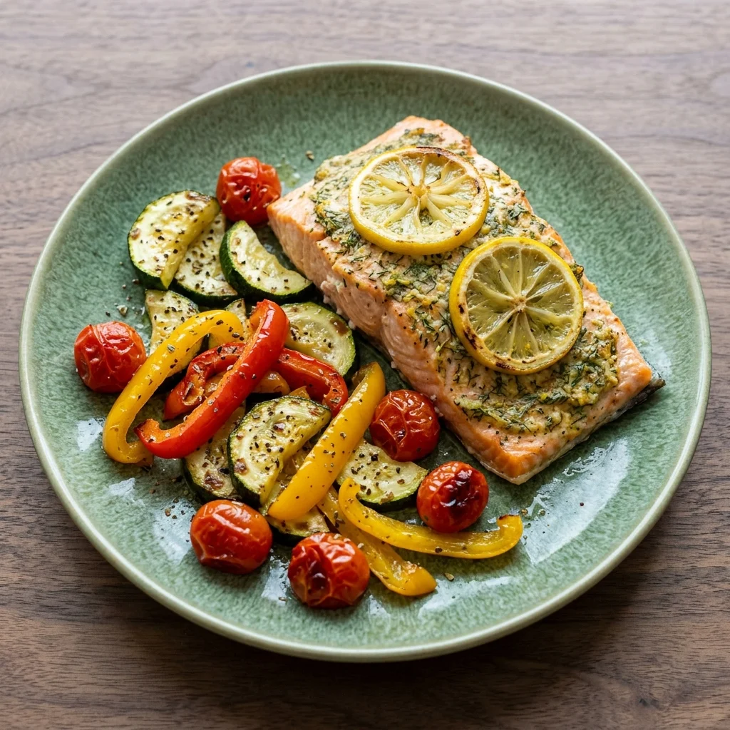 Whole30 Lemon-Dill Salmon with Roasted Vegetables