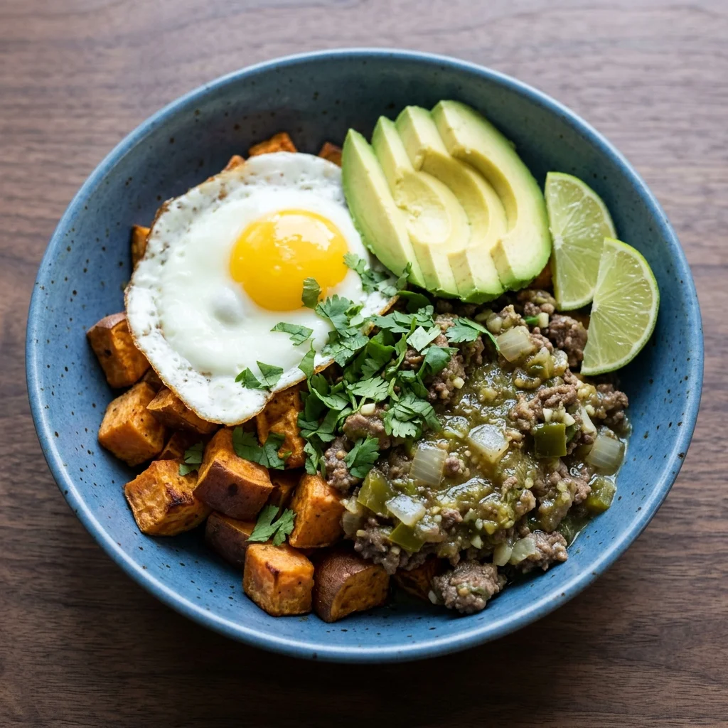 Whole30 Salsa Verde Ground Beef Breakfast Bowl