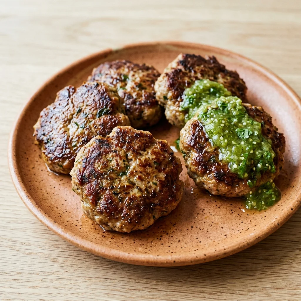 Whole30 Salsa Verde Pork Breakfast Patties