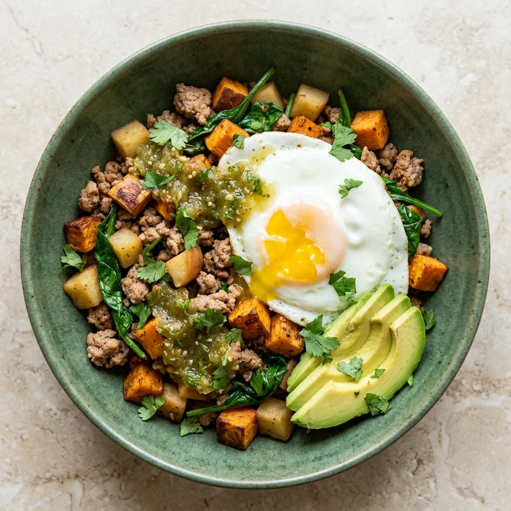 Whole30 Salsa Verde Turkey Apple Breakfast Bowl