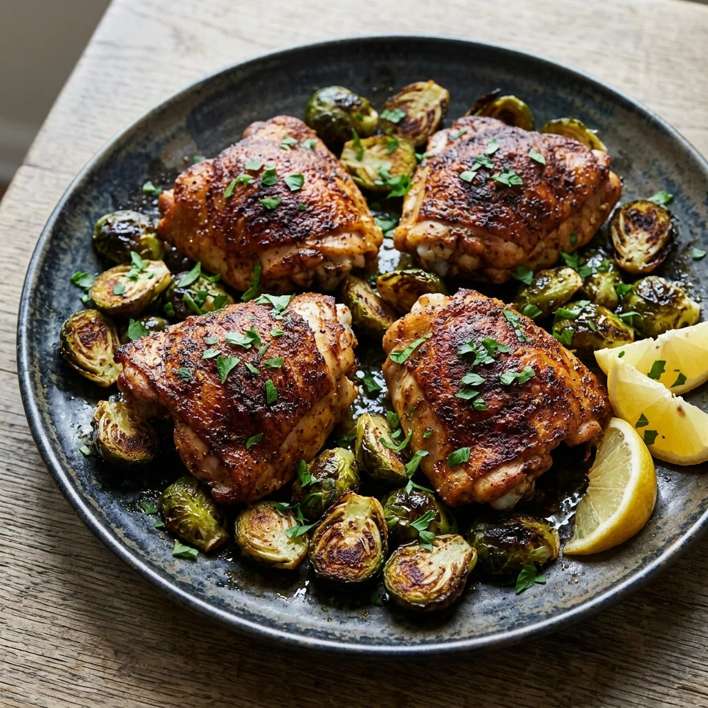 Whole30 Sheet Pan Chicken with Brussels Sprouts